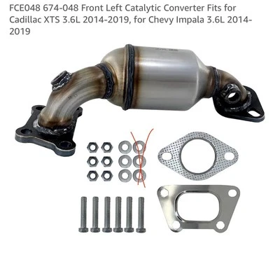 Convertidor catalítico delantero izquierdo FCE048 674-048 compatible con Cadillac XTS 3,6 L... LEER Foto 1 de 4