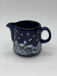 Waechtersbach Winter Dreams Coffee Creamer Snow Gold Stars Winter Cobalt Blue - Picture 1 of 8
