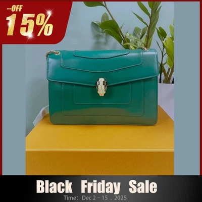 Bolso de Hombro Bvlgari Serpenti Froever Cuero Piel de becerro Verde Cadena Cuero AUTÉNTICO Foto 1 de 4
