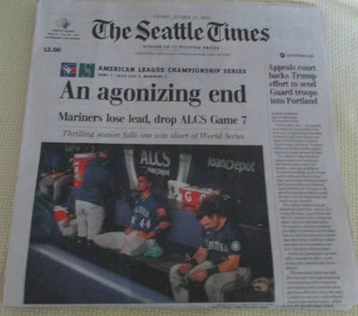 SEATTLE MARINERS 10/21/2025 NEWSPAPER ALCS GAME 7 VS TORONTO CAL JULIO POLANCO - Image 1 of 4