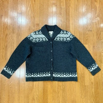 Cárdigan suéter Eddie Bauer 100 % lana Fair Isle para mujer 2XL XXL cuello chal alto Foto 1 de 4