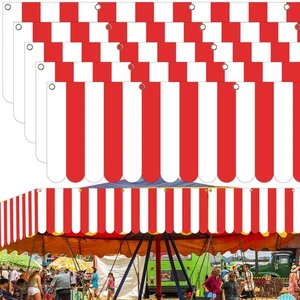 5 Pcs Carnival Tent Circus Carnival Hanging Decorations Red and White Striped... - Picture 1 of 7