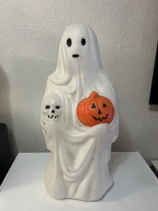 Vtg Empire Ghost Holding Skull & Pumpkin Halloween Blow Mold - 22" Tall-No Light - Picture 1 of 10