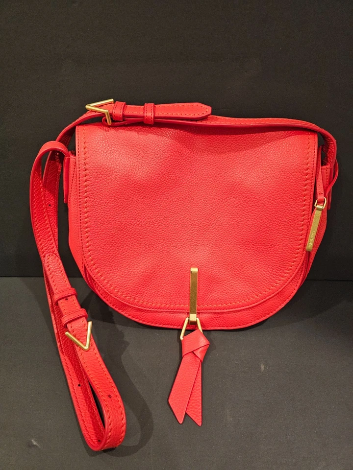 Vera Bradley Carson Saddle Crossbody Adj Strap Leather Canyon Sunset Red Purse - Image 1 of 4