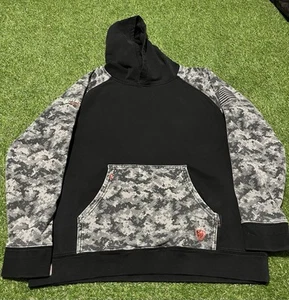 Ariat FR Camo Hoodie Mens Large M Black Pullover Flame Resistant Workwear Flag - Picture 1 of 13