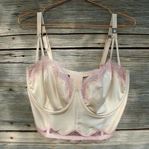 'Victoria's Secret' satin cream pink lace 38DDD balconette bustier - Picture 1 of 7