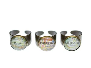 WÄHLE deine STADT Ring Miniblings Cabochon Wunschstadt Heimat Berlin Köln Hambur - Picture 1 of 5