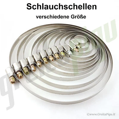 EASYPARTS4U Rostfreier Stahl Schlauchschellen Rohrschellen W2 Multi Größe DIN 3017 Hex 7mm