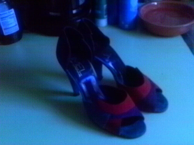 KIMEL OF CALIFORNIA 1979 BONNIE SMITH azul VERMELHO DORSAY STILETTO 7,5 M LINDO - Imagem 1 de 3