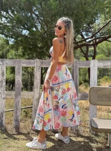 ZARA NEW WOMAN HIGH-WAIST MIDI PATCHWORK PRINT CAPE SKIRT L 3594/302 NWT - Picture 1 of 8