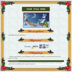 AUCTION TEMPLATE Poinsettia Christmas Border Design - FREE SHIPPING - Photo 1 sur 2