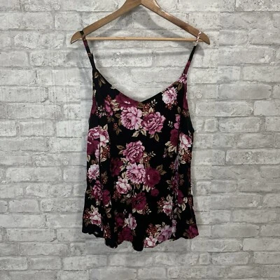 Regata Torrid Cami Preta Rosa Floral Feminina Plus Size 3 3x Leve - Imagem 1 de 4