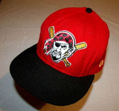 Pittsburgh Pirates Red Hat/Black Brim 1960 Side Logo 100% Wool Fitted 7 3/4  - Image 1 of 4