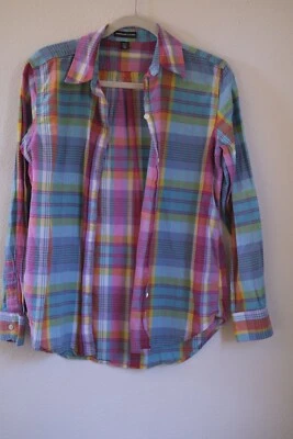 Blusa para mujer American Living camisa abotonada a cuadros 100 % algodón talla M Foto 1 de 3