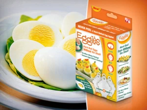 EGGIES Hard Boiled Egg Cooker SIX Plastic Cookers + Yolk Separator New - Picture 1 of 4