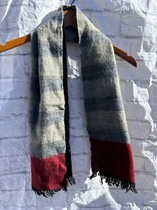 Unisex Lammwollschal OS grau burgund - Bild 1 von 5