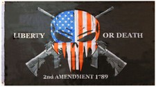 Liberty or Death Punisher 2nd Amendment 1789 Gun Rights Flag 3x5 Grommets (Topw)