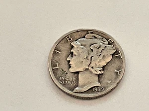 1939-P  Mercury Silver Dime, FINE - Picture 1 of 2