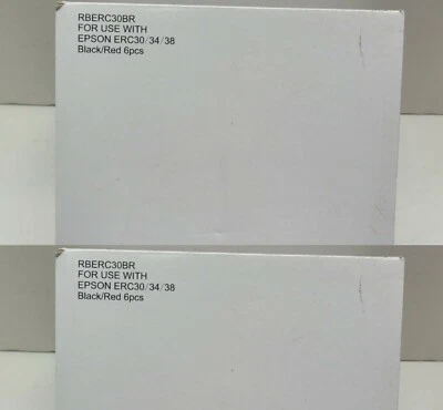 x12 Epson ERC 30 / 34 / 38 BLACK & RED Ink POS Printer Ribbon Cartridges Ribbons
