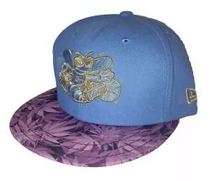 7 1/2 Charlotte Hornets Purple Haze Weed Brim 59FIFTY New Era Fitted Blue / Gold - Picture 1 of 3