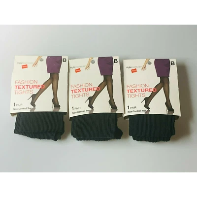 3X Medias acanaladas texturizadas Hanes Fashion, talla B, top sin control, negras Foto 1 de 4