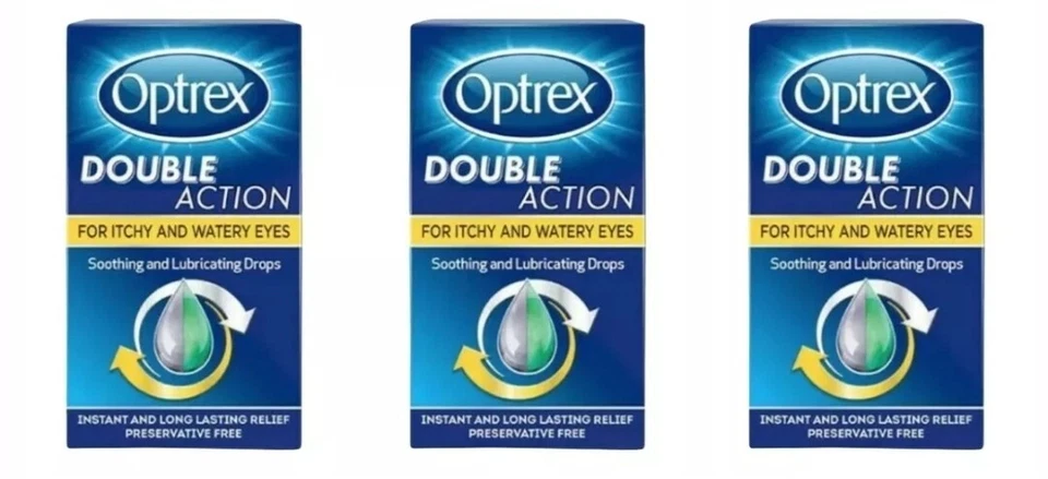 3 X Optrex Double Action Drops For Itchy And Watery Eyes 10ml DATED 11/25