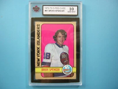 1972/73 O-PEE-CHEE NHL HOCKEY CARD #61 BRIAN SPENCER KSA 10 GEM MINT SHARP+ OPC - Image 1 of 4