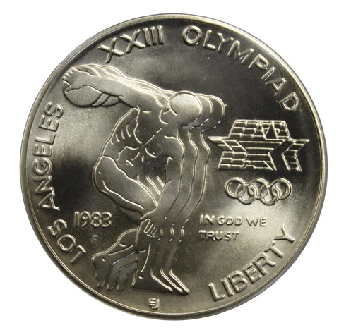 1983 -P Los Angeles Olympiad BU Commemorative 90% Silver Dollar US Coin Cover