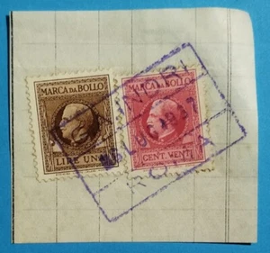 A43-ITALIA-ITALY 1937 MARCHE DA BOLLO SET SU FRAMMENTO USATI - Picture 1 of 1