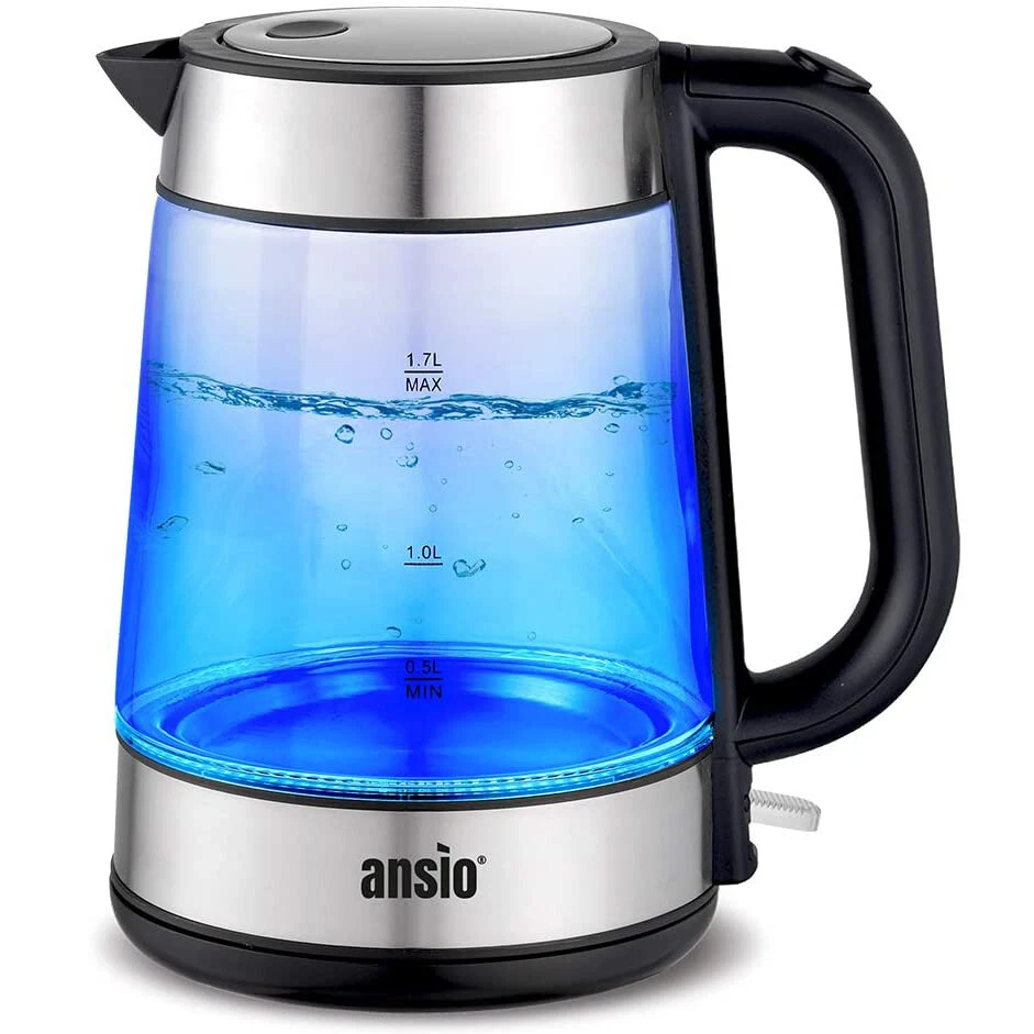 ♨️ Glas Wasserkocher 1,7 Liter 2200W mit LED-Beleuchtung Edelstahl BPA-Frei