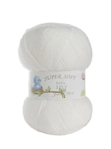 Baby 3 Ply Super Soft Wool James Brett Acrylic Knitting Yarn White 1 5 10 x 100g - Picture 1 of 7