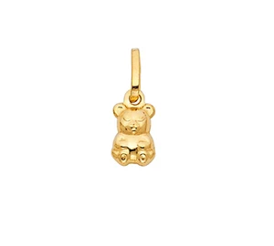 14k Real Gold Teddy Bear Pendant - 15mm - 0.6" Small Baby Bear Charm - PT494 - Picture 1 of 6
