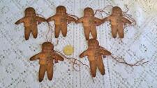 6~Christmas~Primitive~Gingerbread Man~Linen Cardstock~Gift~Hang~Tags~Ornies