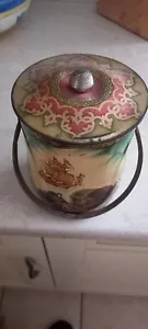 Antique metal biscuit barrel or tin - Picture 1 of 3