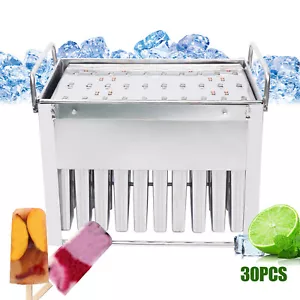30* Ice Cream Stainless Steel Molds Ice Pop Lolly Popsicle Stick Holder Summer - Picture 1 of 13