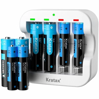 Kratax 1,5V AA AAA Wiederaufladbar Li-Ion Batterien Lithium Akku Ladegerät LOT - Bild 1 von 4
