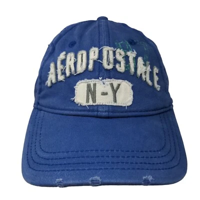 Sombrero ajustado Aeropostale N-Y azul S/M bordado desgastado agujeros ventilados Foto 1 de 4