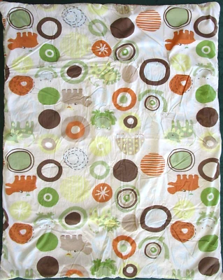 HIPPOS SNAILS, LIONS, CIRCLES, & FROGS CRIB BLANKET QUILT - SUMSAULT? - Image 1 of 4