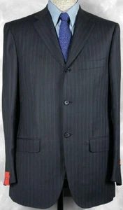 ®¿®¬UNIQUE_FABRIC_NWT_$3680 HAND_MADE_ISAIA SUPER 120s_V-DARK_NAVY_PS 42R 11684 - Picture 1 of 8
