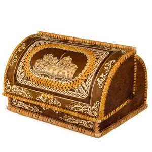 Birch Bark Bread Box Russian Natural Hand Carved Anti Mold Bread Keeper 13x11x8" - Picture 1 of 12