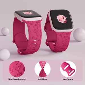 Flower Engraved Band Silicone Strap for Apple Watch Ultra 9 8 7 6 5 4 3 2 1 - Picture 1 of 45