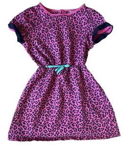 Heartstrings Knit Dress Girls 10 12 Black Pink Animal Print Short Sleeve - Picture 1 of 3