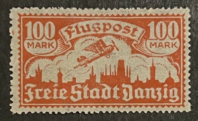 Дорожные марки: Германия МАРКИ ДАНЦИГА FLUGPOST БЕСПЛАТНОЕ СОСТОЯНИЕ 100 марок как новые MOGH - Изображение 1 из 4