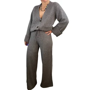 Lisa Yang Danni Cardigan & Sofi Pant Set Grey 100% Cashmere Sz 2 / M $1210  - Picture 1 of 20