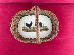 Passen zu Zeller Keramik - Hahn und Henne - Korb / Körbbchen mit Resopal Brett - Bild 1 von 5