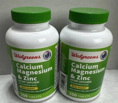 2 X Walgreens Calcium Magnesium & Zinc W/ D 250ct Expires 11/25 - Image 1 of 4