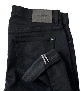 Baldwin Jeans Mens 76 Slim Fit Black Denim USA Kansas City Cut Selvedge 34x31.5 - Picture 1 of 10