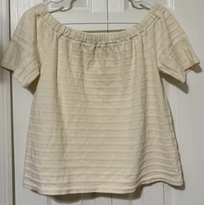 Top donna Madewell off the shoulder testurizzato taglia media color panna - Foto 1 di 8