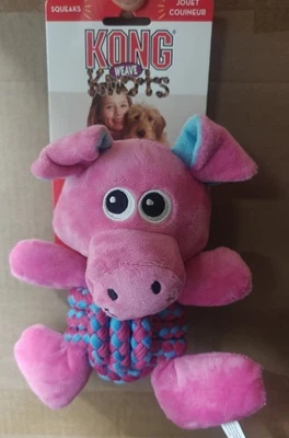 KONG Weave Knots Pig Medium Dog Pet Toy RK21 - Image 1 of 2