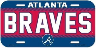 Placa de licença de plástico Atlanta Braves NOVA!! Frete grátis 6x12 polegadas - Imagem 1 de 2